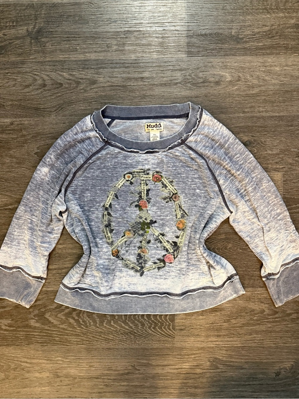 Y2K Mudd Light Blue Peace Sign Pullover Top